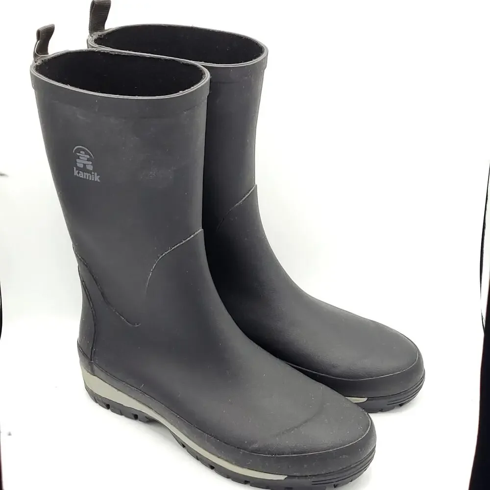 Kamik Lars Waterproof Rain Boots Black  Men's size 10